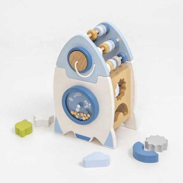 Ξύλινος Κύβος Δραστηριοτήτων σε Σχήμα Πύραυλος