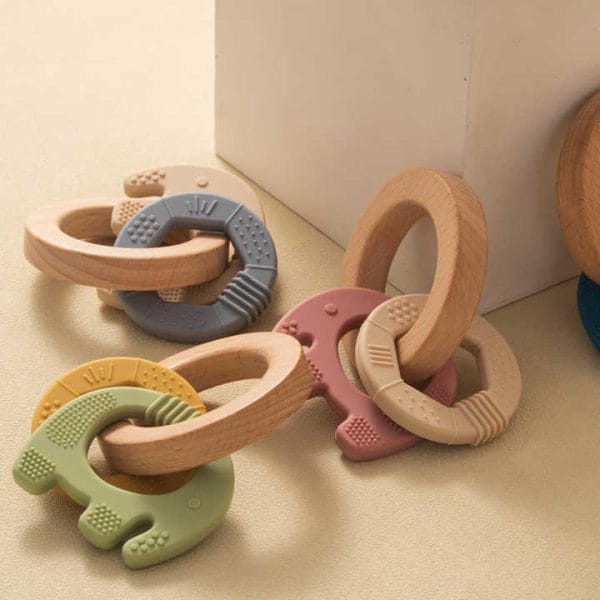 Μασητικό Απαλής Σιλικόνης Με Ξύλινους Κρίκους