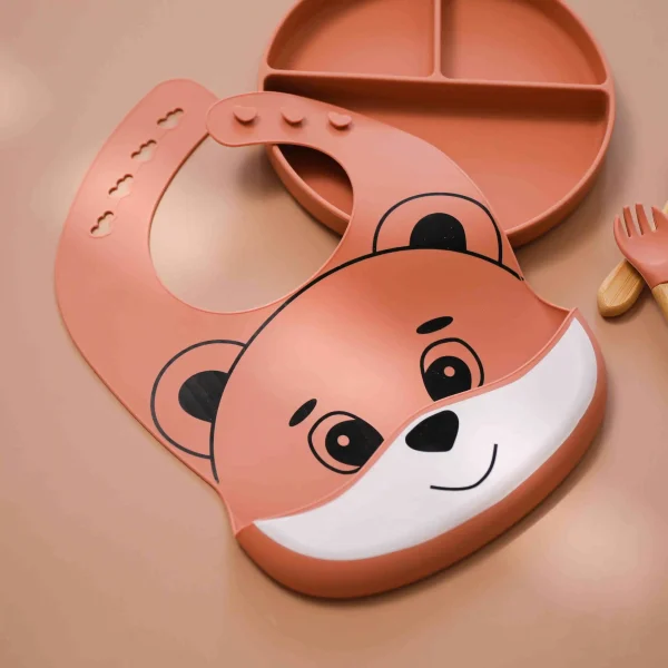 Σαλιάρα σιλικόνης με σχέδιο αρκουδάκι