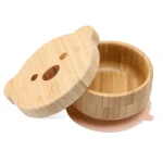 Μπολ Φαγητού από Μπαμπού με Καπάκι  Αρκουδάκι & Βάση Σιλικόνης - Image 2