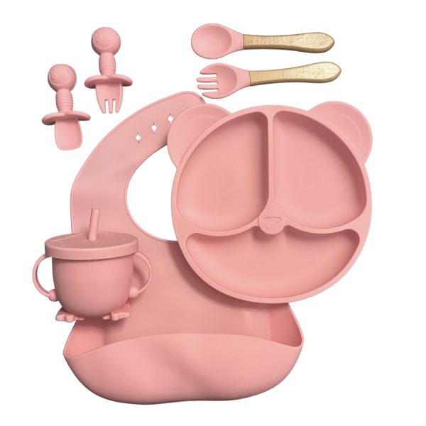 Σετ Φαγητού Σιλικόνης 7 τμχ - Χρώμα Ροζ