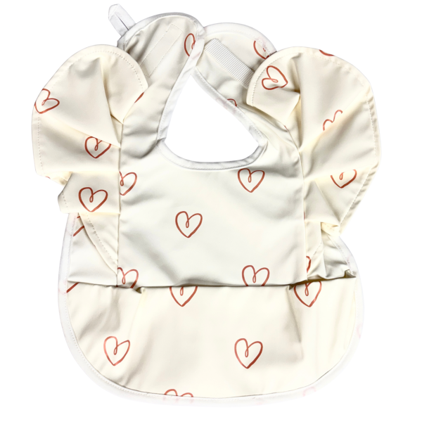 Αδιάβροχη Σαλιάρα με Βολάν - Καρδιές