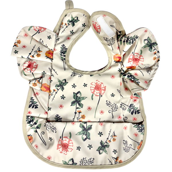 Αδιάβροχη Σαλιάρα με Βολάν - Λουλούδια