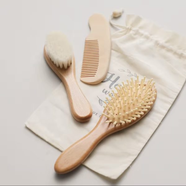Ξύλινο Σετ Βούρτσα & Χτένα για Μωρά